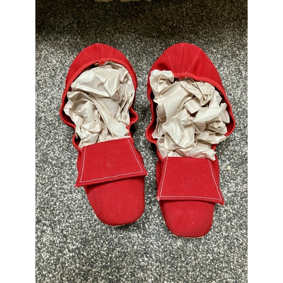 Vintage 60s Bertlyn New York Foldable Flats Medium 7 7.5 Red Canvas - Picture 1 of 3